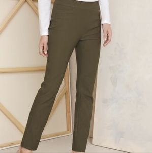 NWT Chico's So Slimming Brigitte Slim Leg Green Trousers Size 3R, 16 Regular